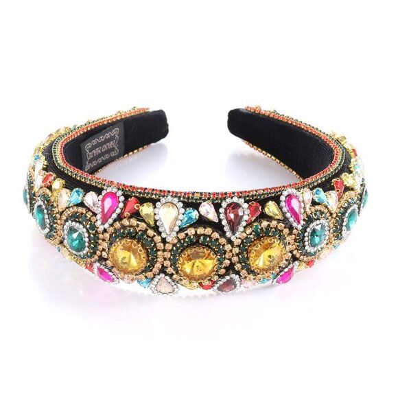 Padded Headband Baroque Crystal Embellished Hairbands Bejewelled Hair Hoop